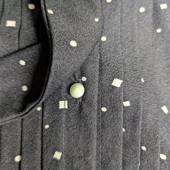 VINTAGE Strait Lane Black Polka Dot Midi Dress with Belt Size 12 - Picture 14 of 14